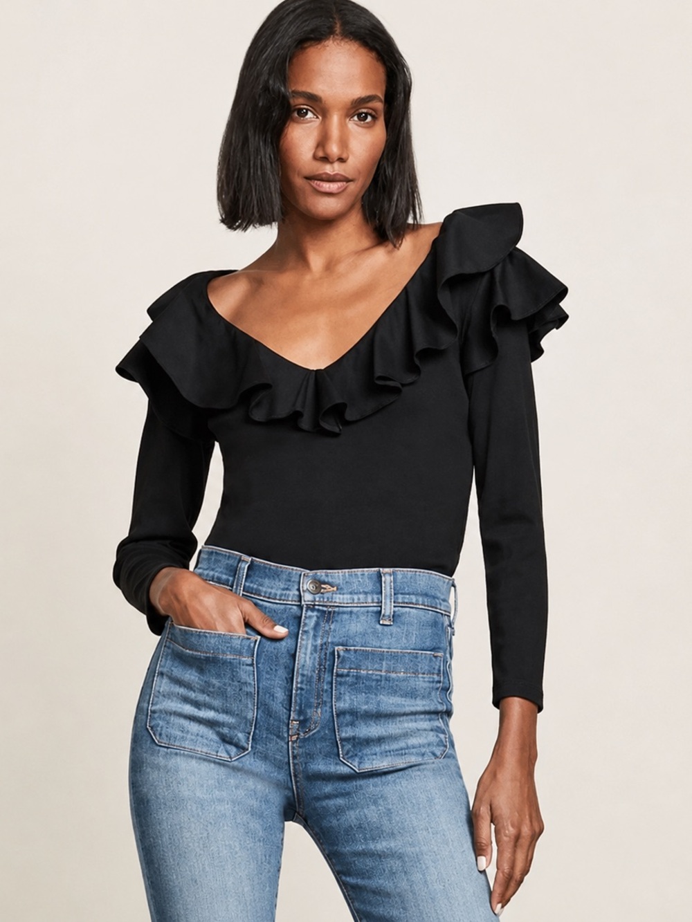 Veronica Beard Strata Ruffle Trim Top Women Size S